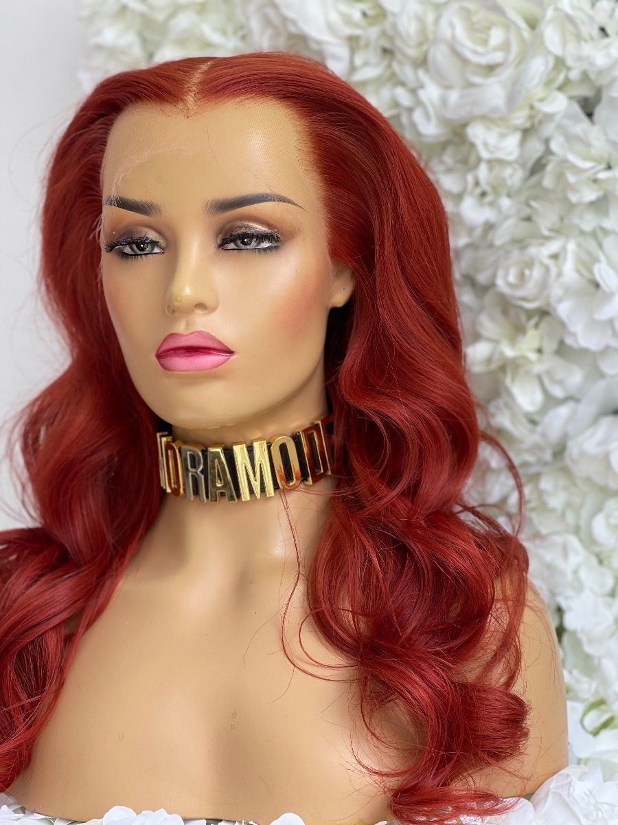 Red Hair No-Lace Wavy Big Curly Wig