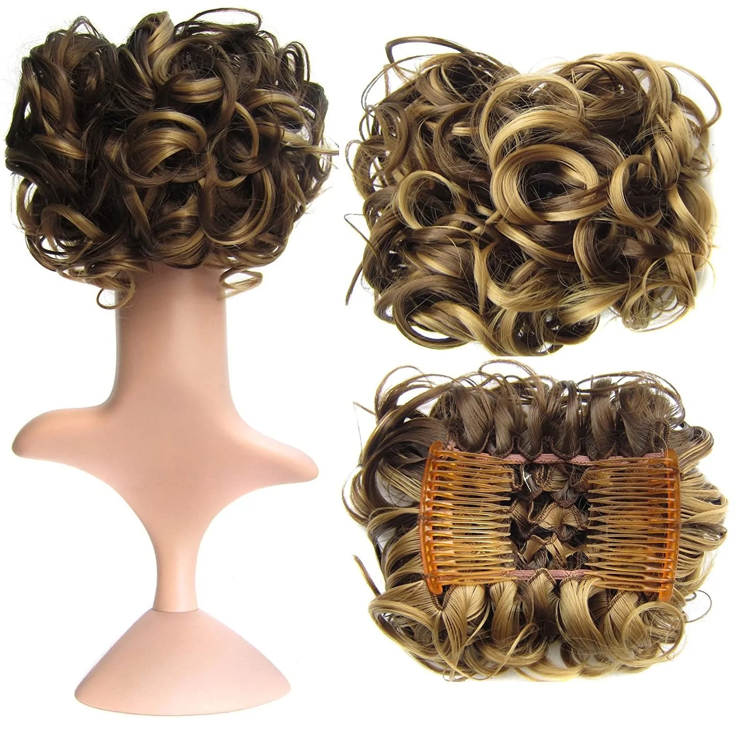 Short Messy Curly Dish Hair Bun Extension