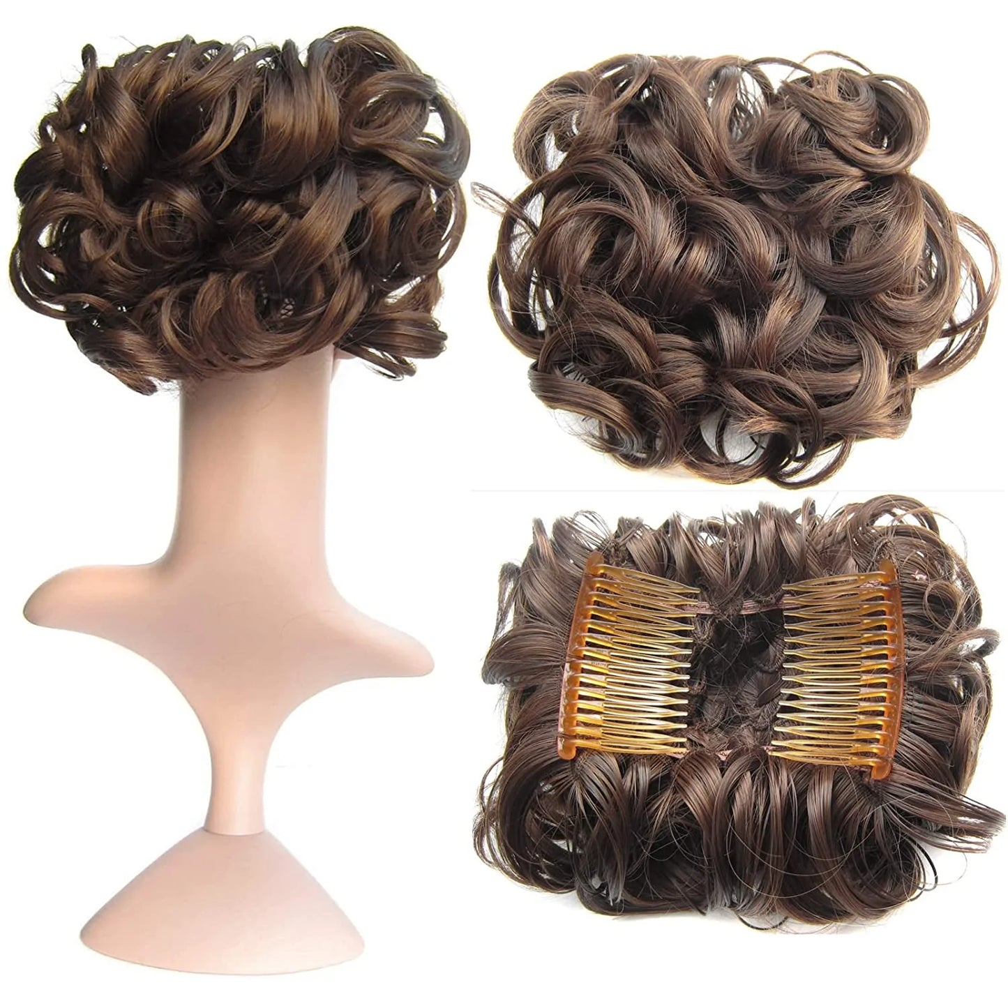 Short Messy Curly Dish Hair Bun Extension