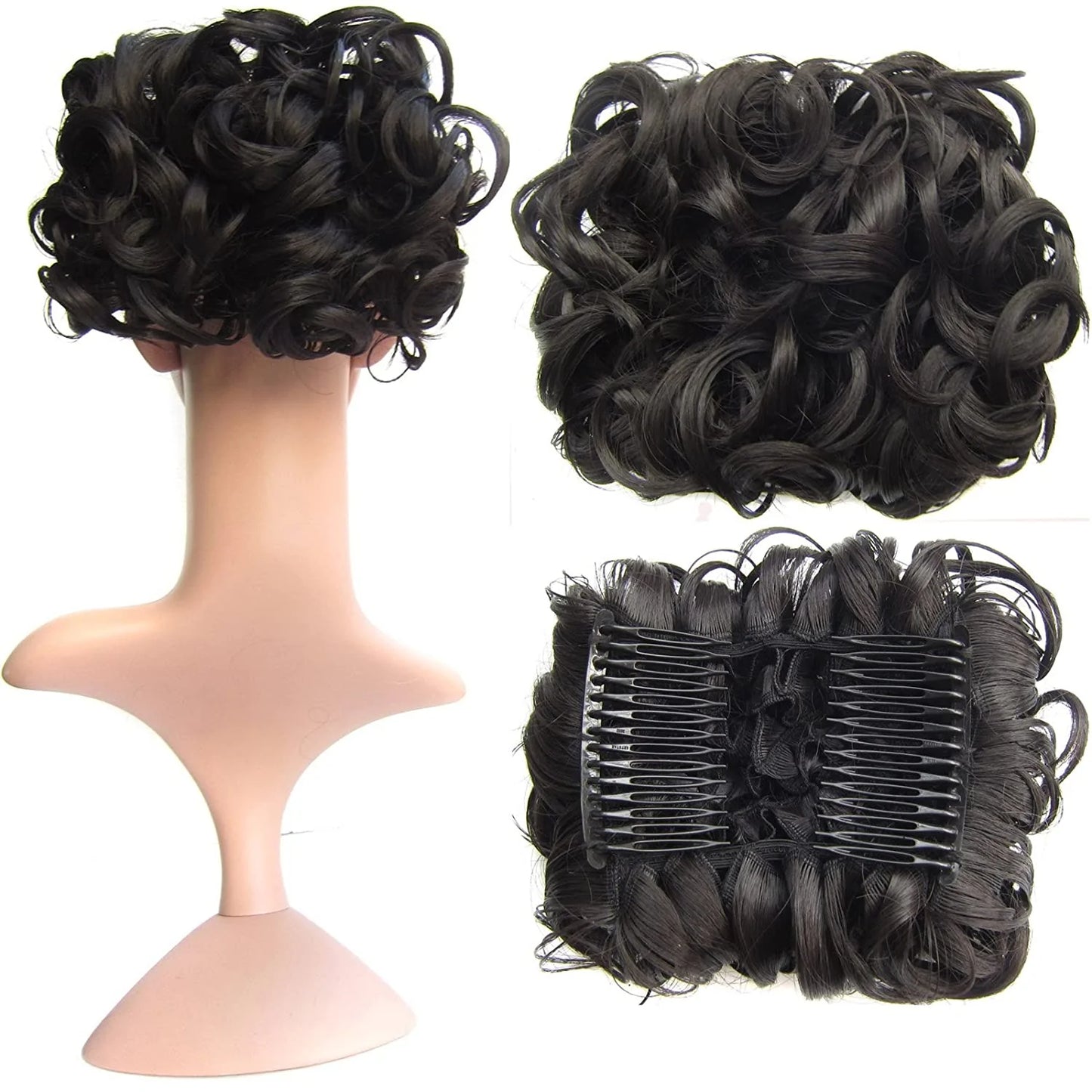 Short Messy Curly Dish Hair Bun Extension