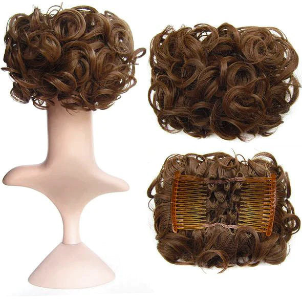 Short Messy Curly Dish Hair Bun Extension