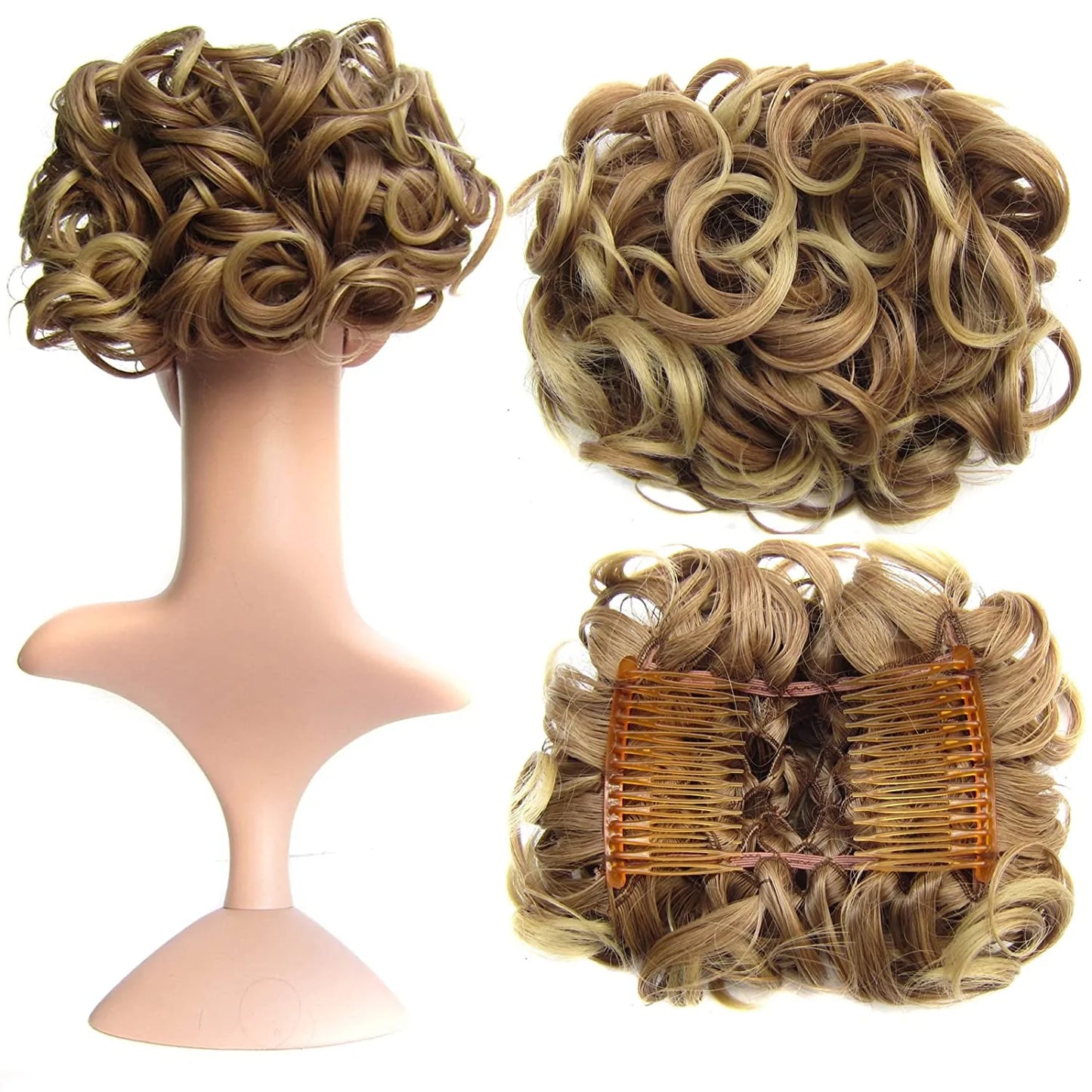 Short Messy Curly Dish Hair Bun Extension