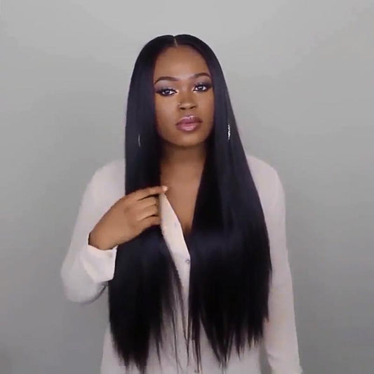 Black invisible long straight hair