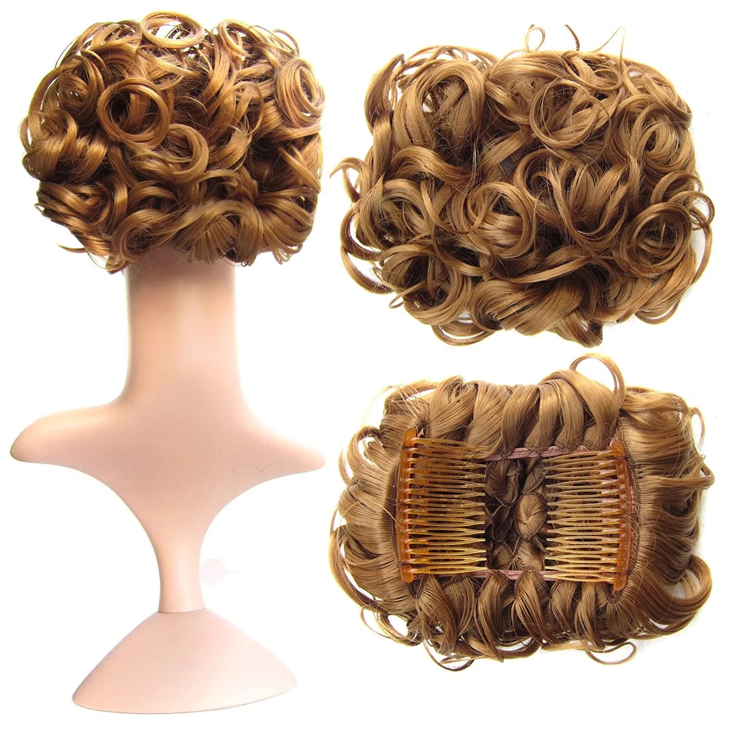 Short Messy Curly Dish Hair Bun Extension