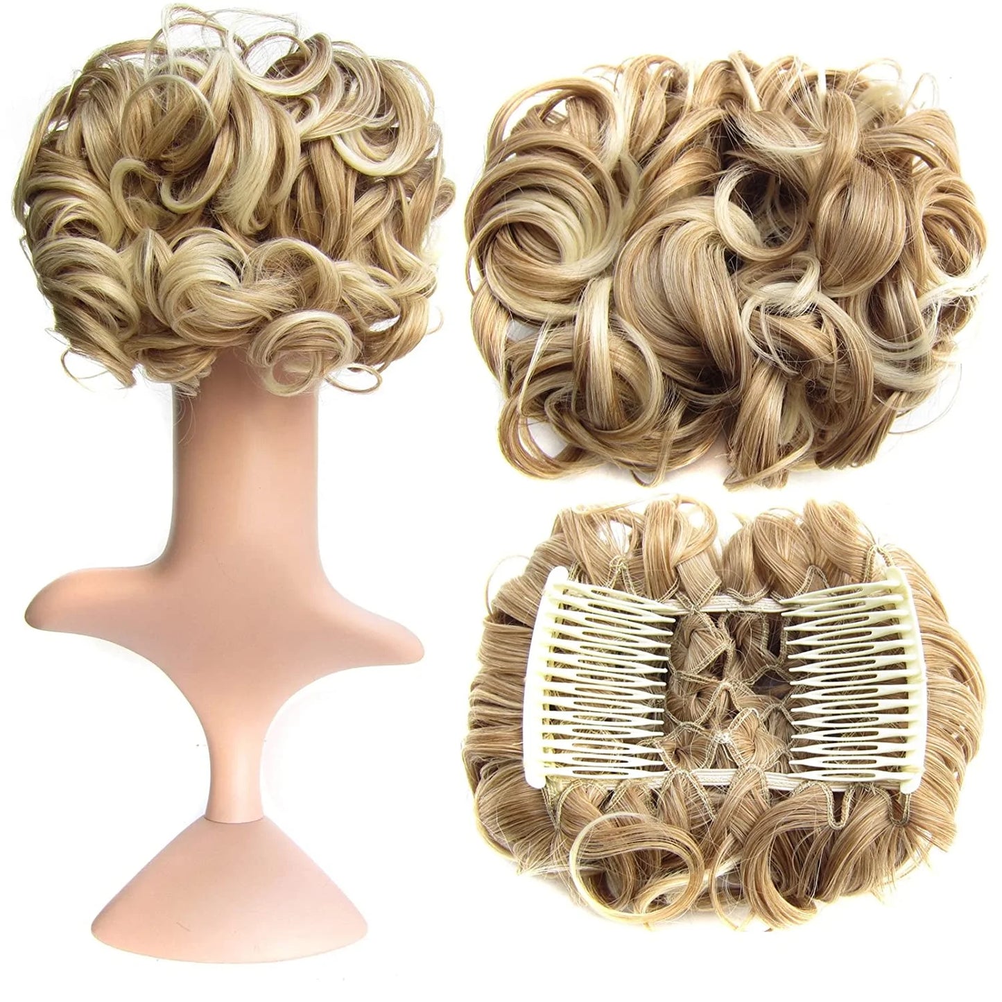 Short Messy Curly Dish Hair Bun Extension