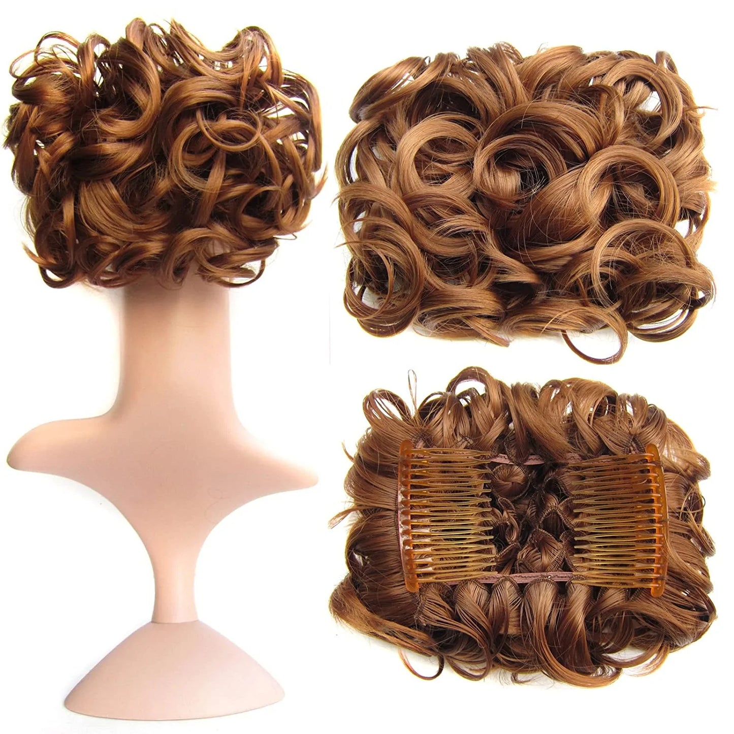 Short Messy Curly Dish Hair Bun Extension