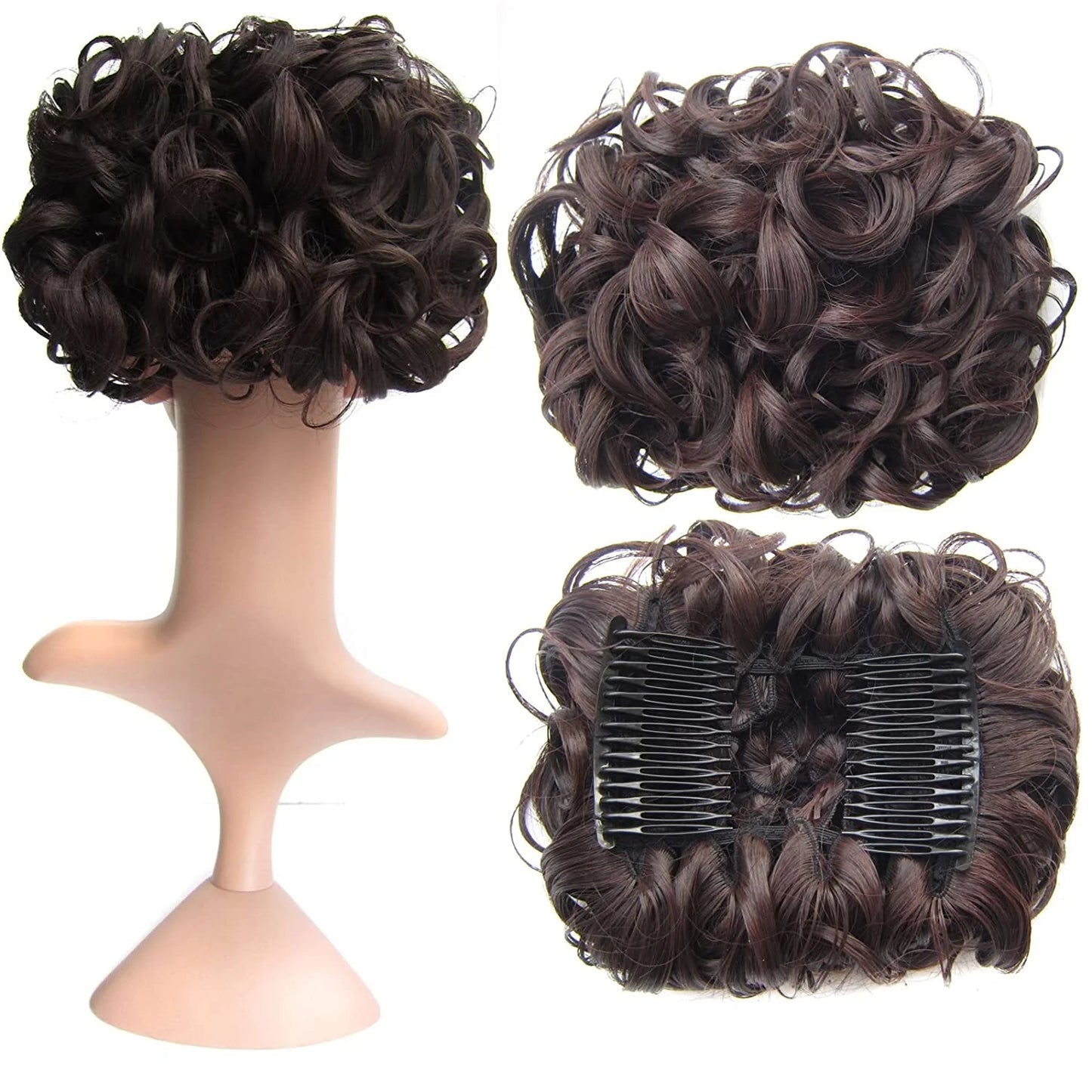 Short Messy Curly Dish Hair Bun Extension