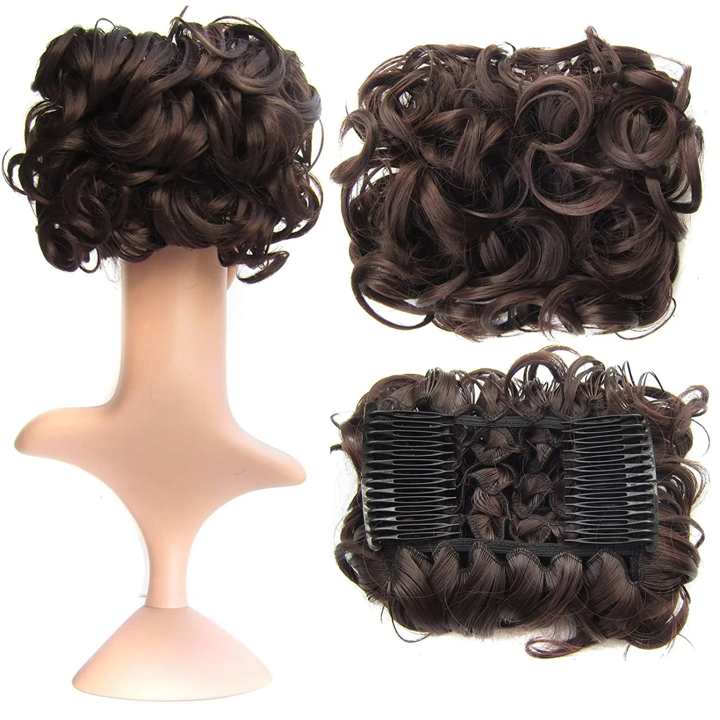 Short Messy Curly Dish Hair Bun Extension