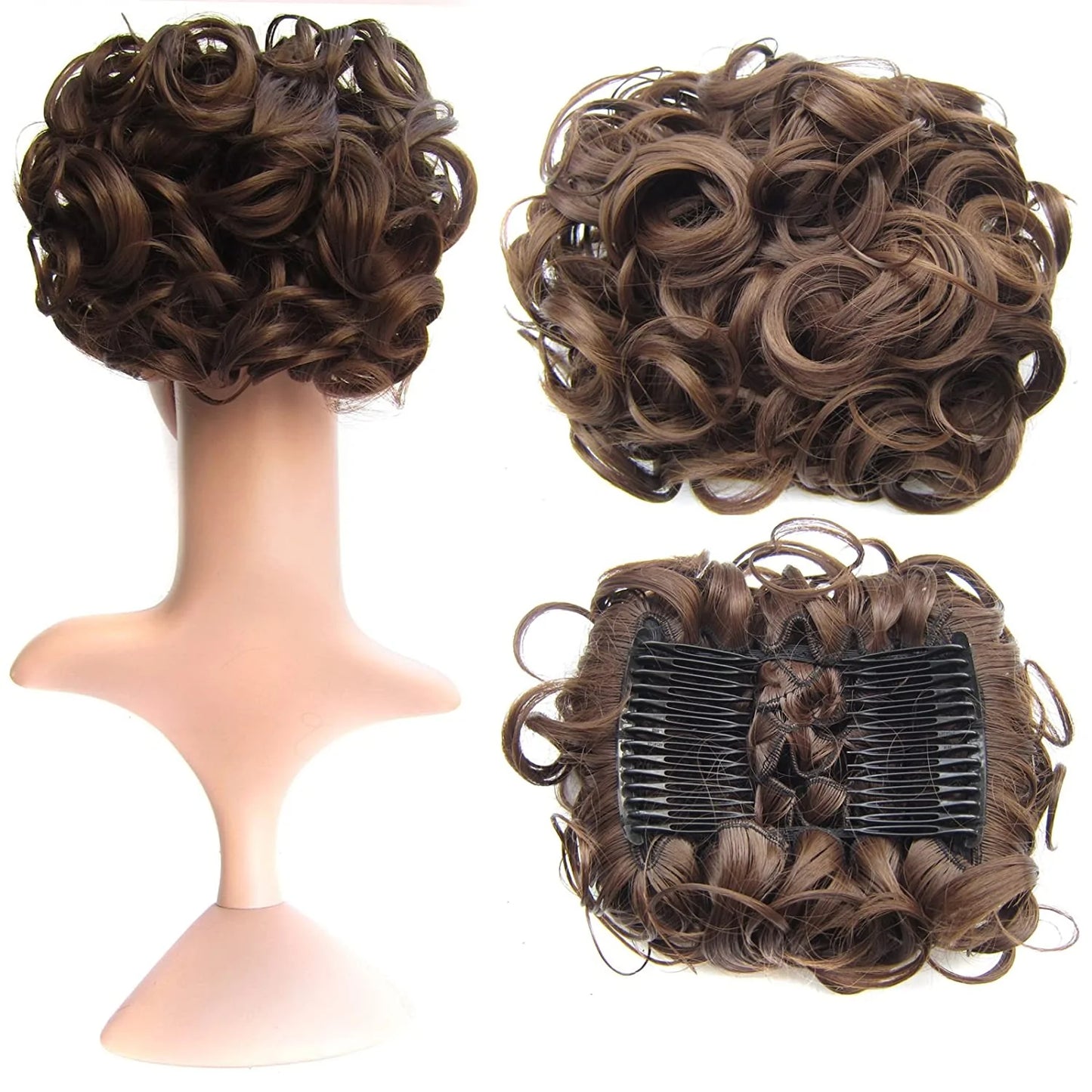 Short Messy Curly Dish Hair Bun Extension