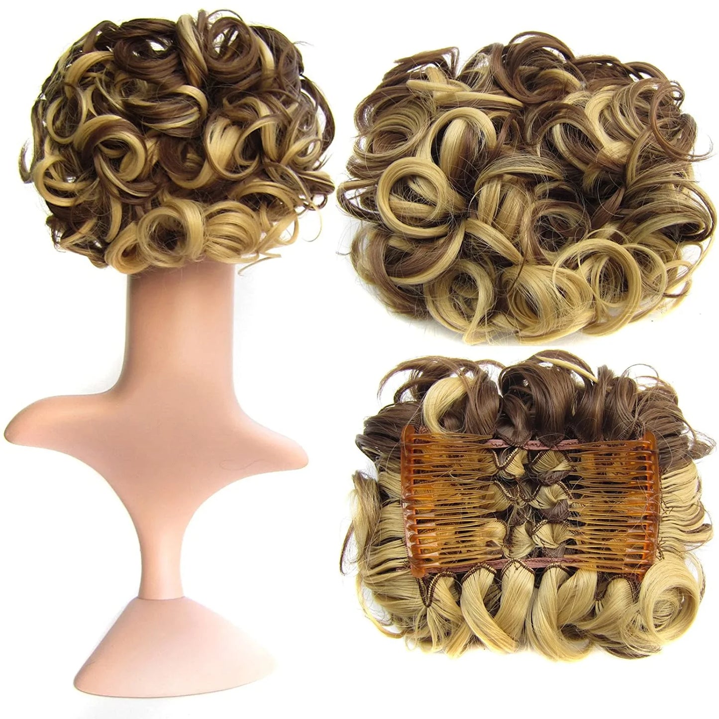 Short Messy Curly Dish Hair Bun Extension