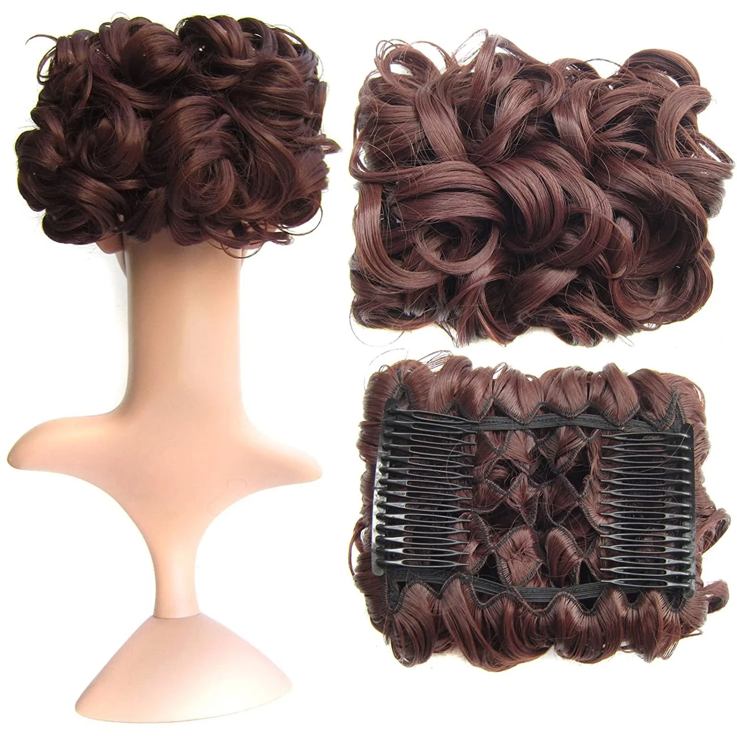 Short Messy Curly Dish Hair Bun Extension