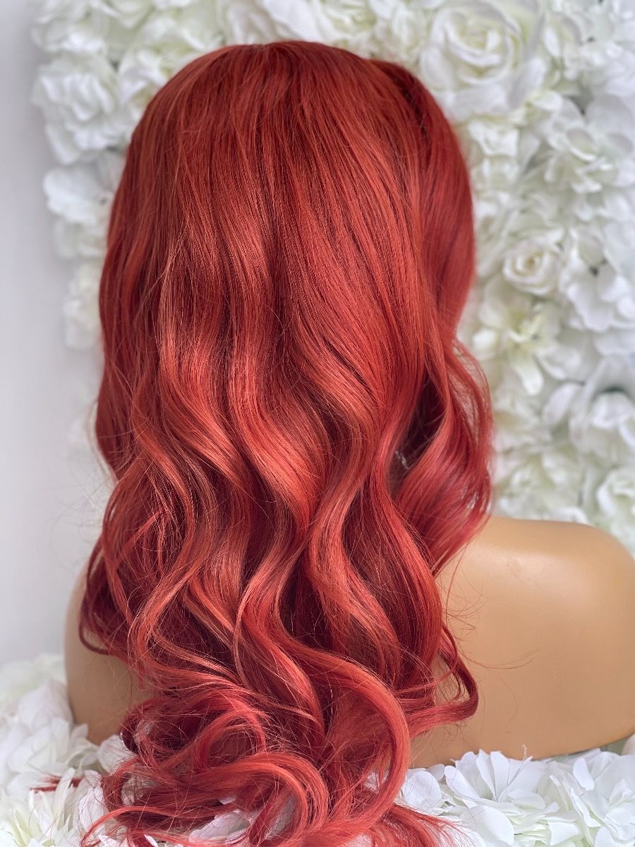 Red Hair No-Lace Wavy Big Curly Wig