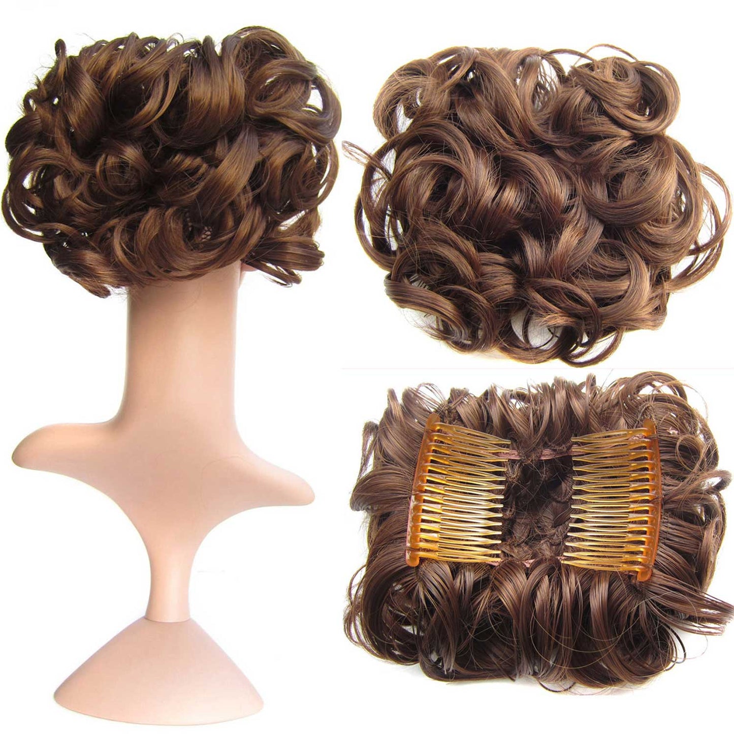 Short Messy Curly Dish Hair Bun Extension