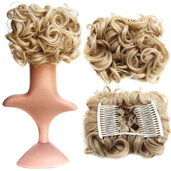 Short Messy Curly Dish Hair Bun Extension