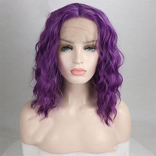 Short Loose Wavy Purple Lace Front Wig